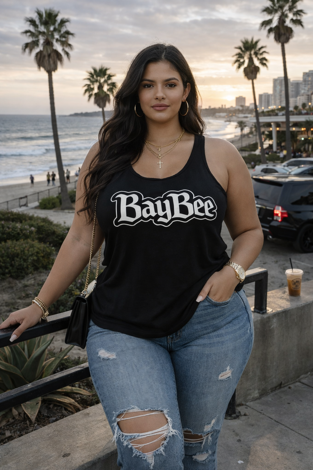 BayBee Women's Flowy Racerback Tank