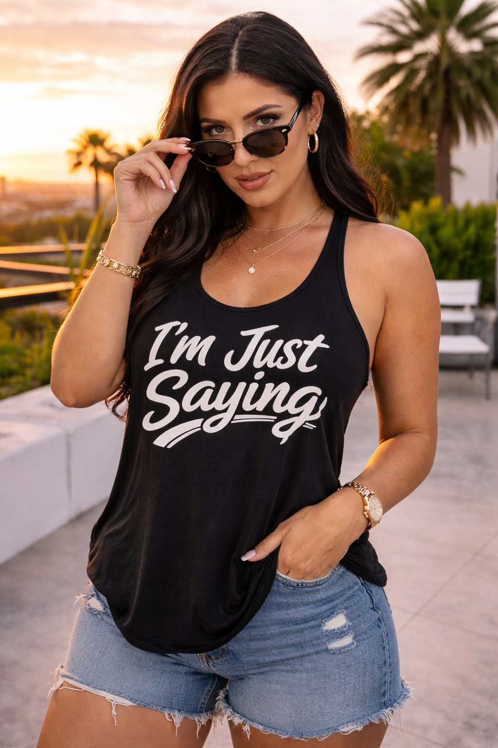 "I'm Just Saying" Flowy Racerback Tank